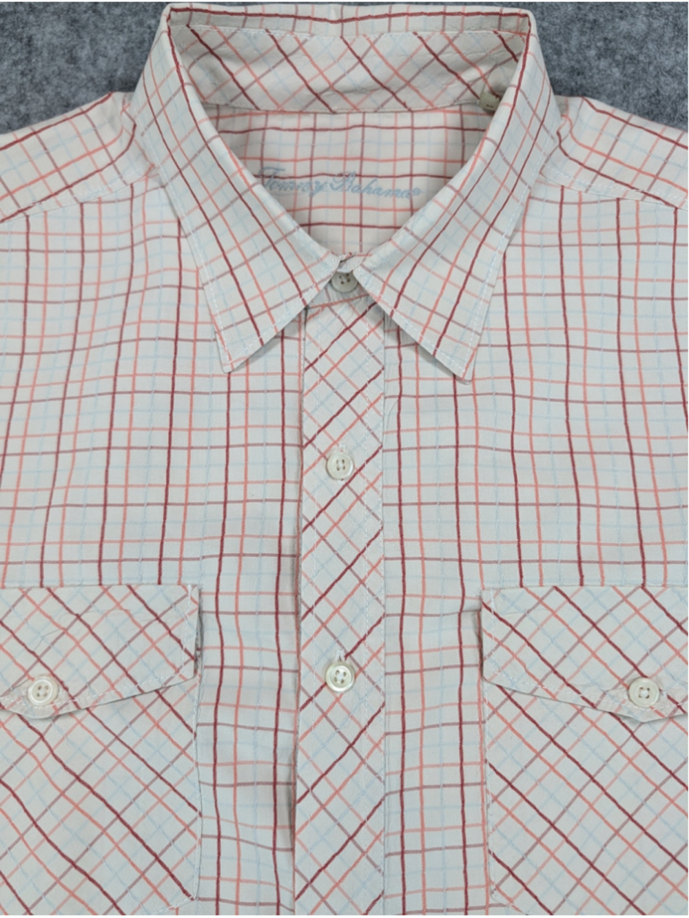 Tommy Bahama Mens L Silk Linen Button Down Plaid Check Camp Shirt NEW